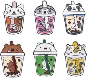 Animal Pin Cute Boba Brooch Kawaii Bags Backpacks Jackets Hat Accessory Decoration animal pins for backpacks (6)
