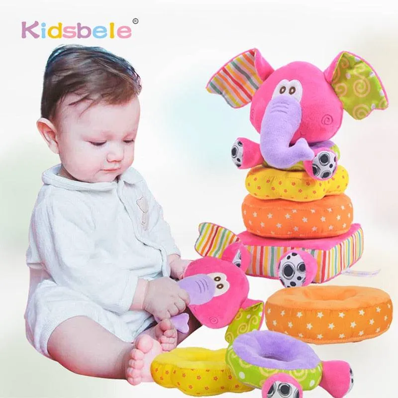 Baby Toys Soft Plush Mobile Rattles Toys Elephant Stacking