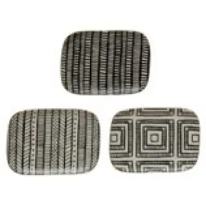 Black and White Graphic Stoneware Plate