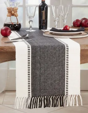 Black Stripe Cotton 16"x72" Table Runner