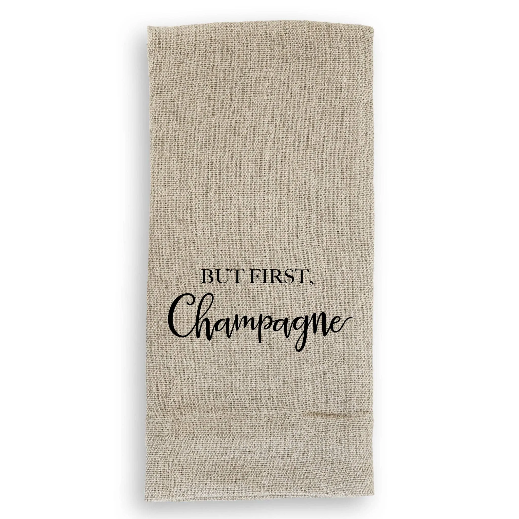 But First Champagne: White Guest Towel
