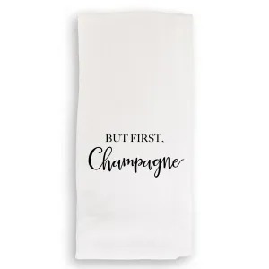 But First Champagne: White Guest Towel