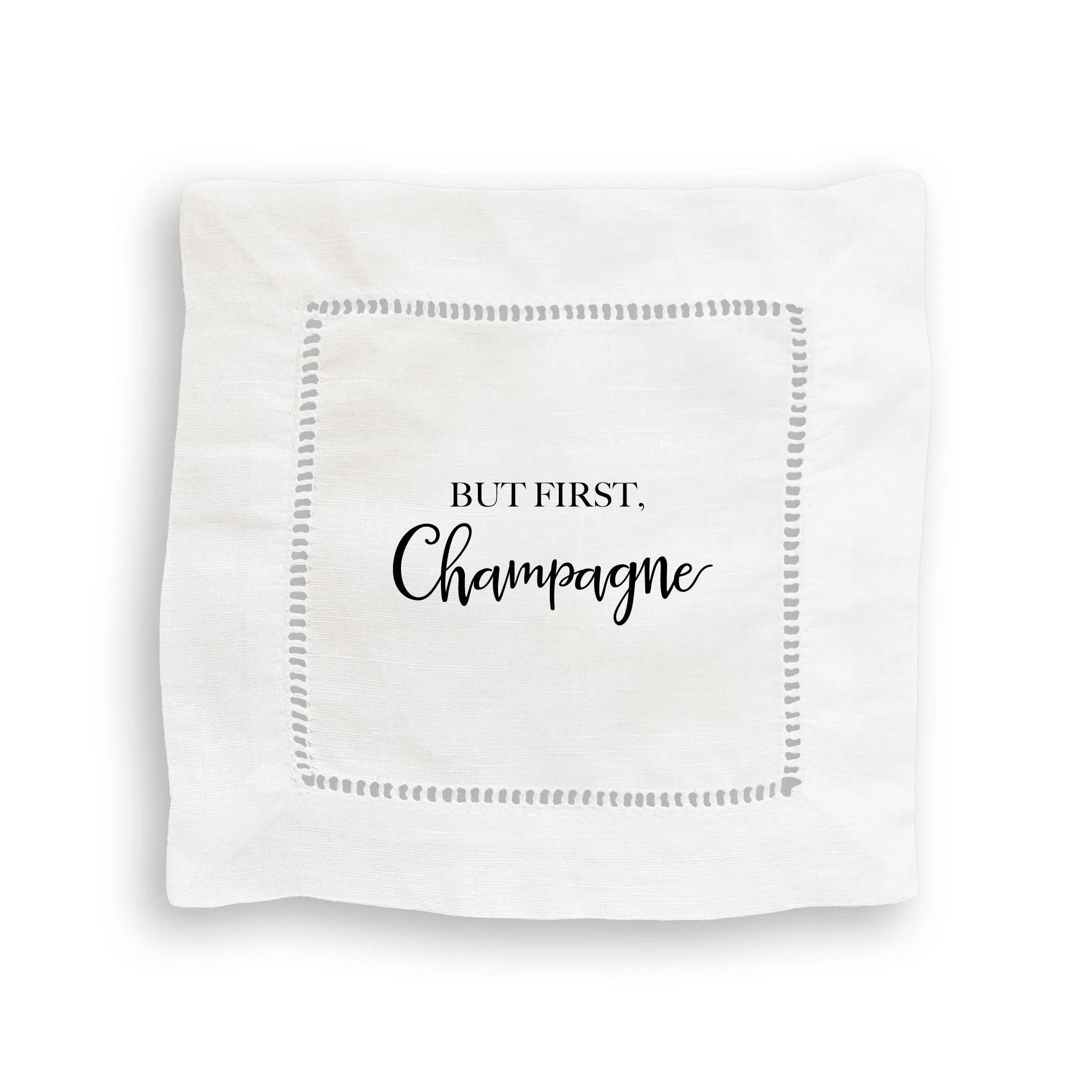 But First Champagne: White Guest Towel