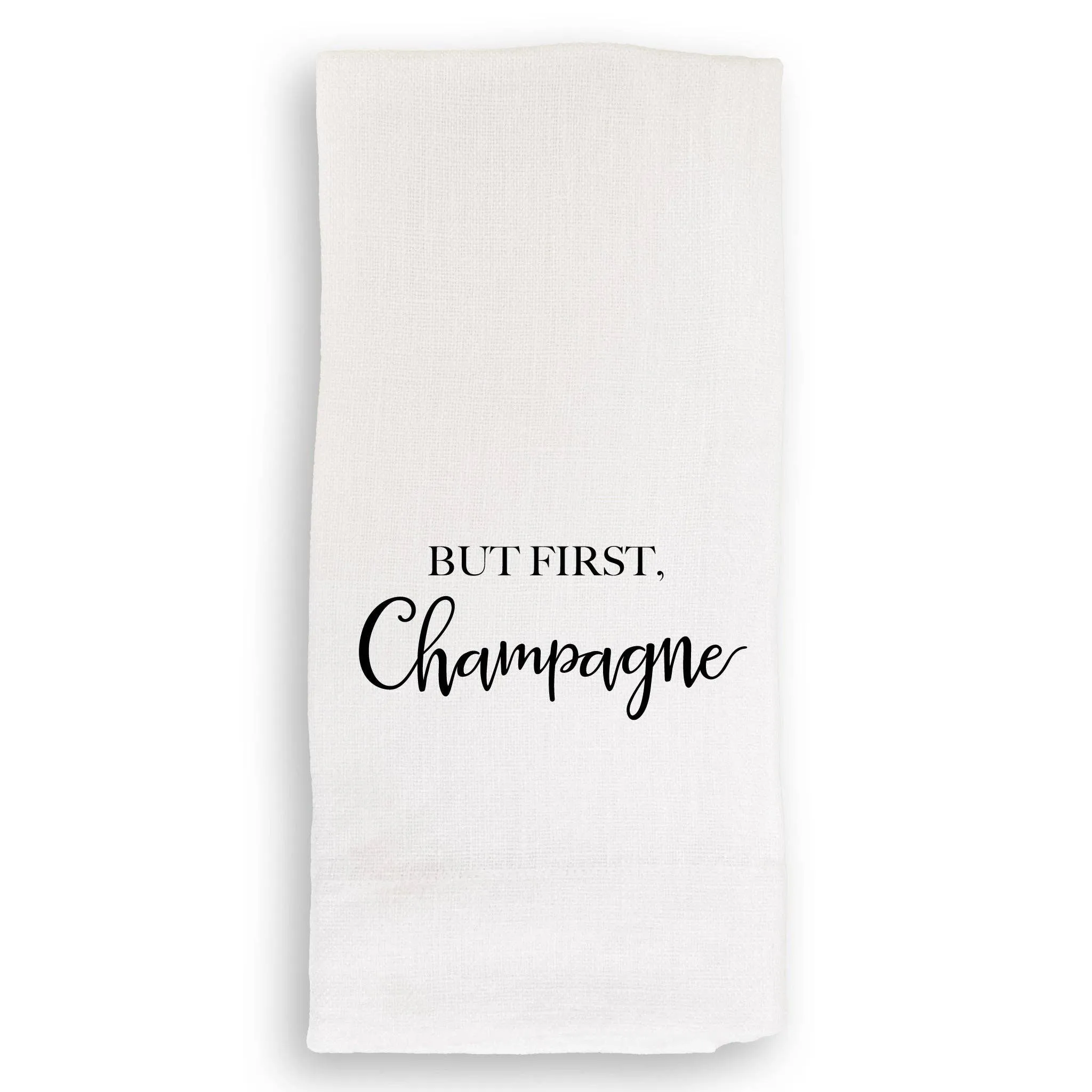 But First Champagne: White Guest Towel