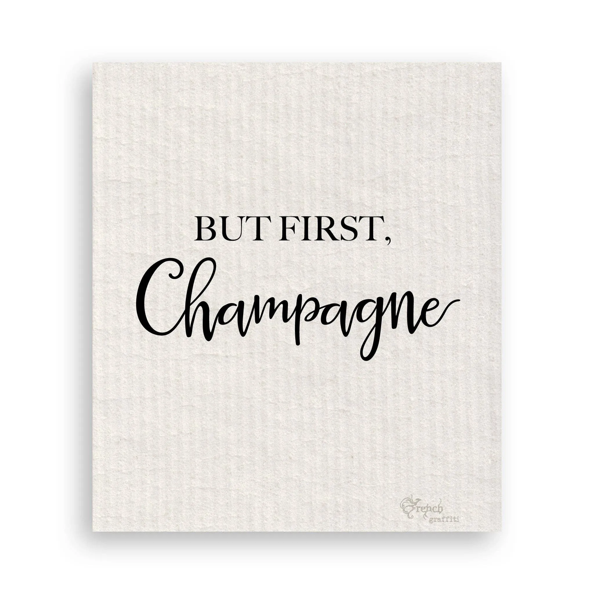 But First Champagne: White Guest Towel