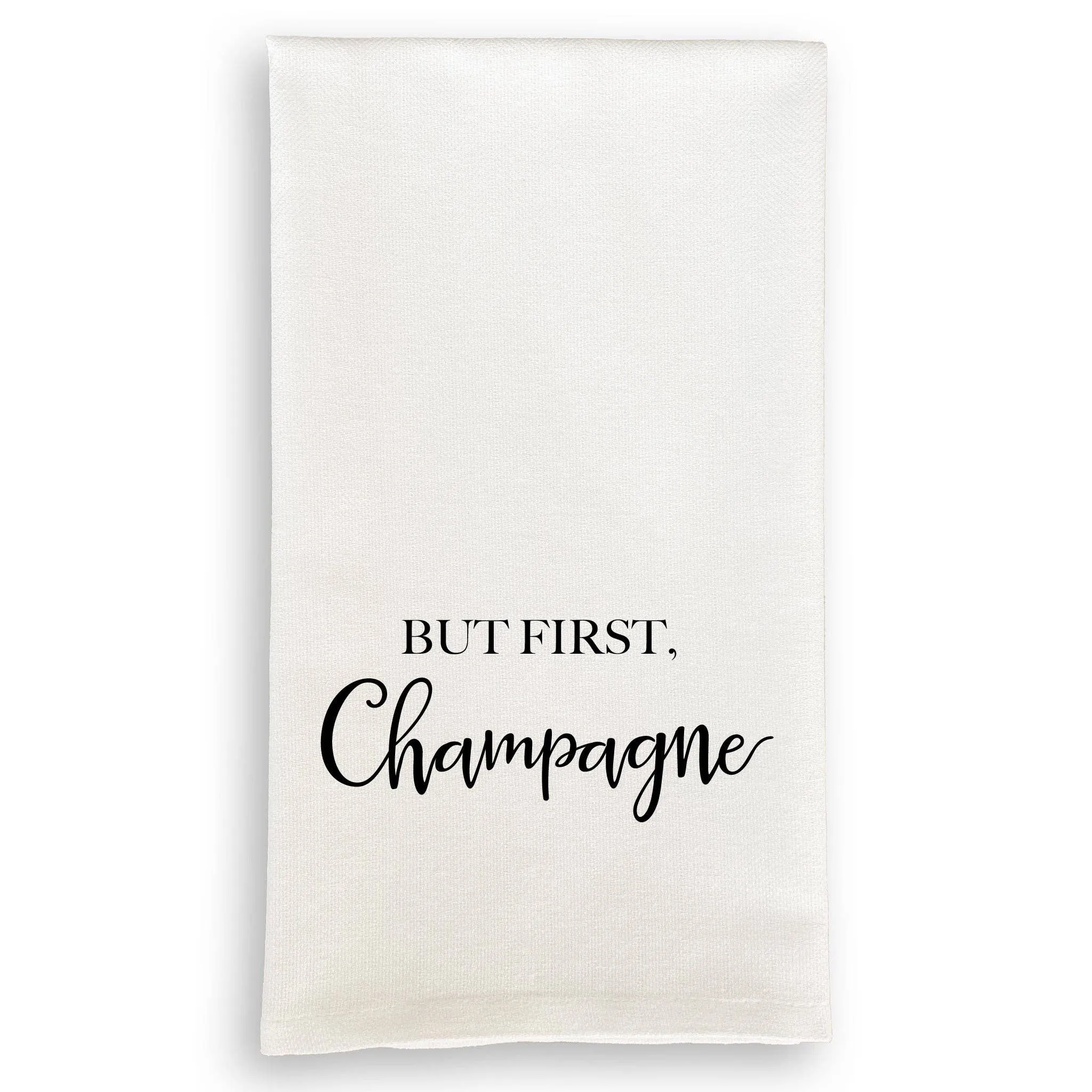 But First Champagne: White Guest Towel