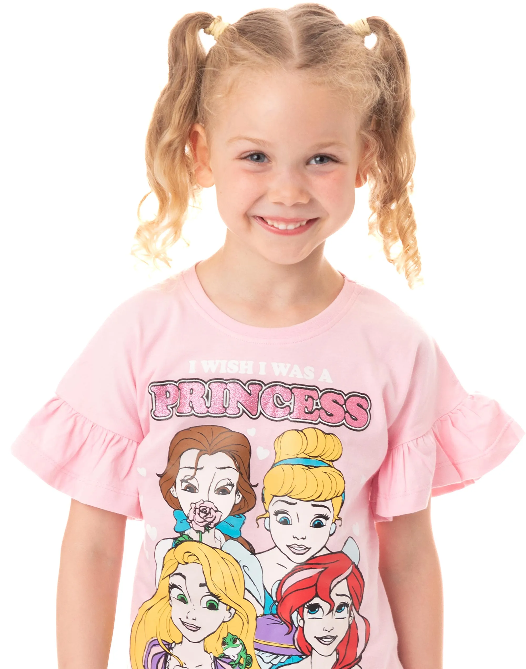 Disney Princesses Girls Cotton Short Pyjama Set - Pink