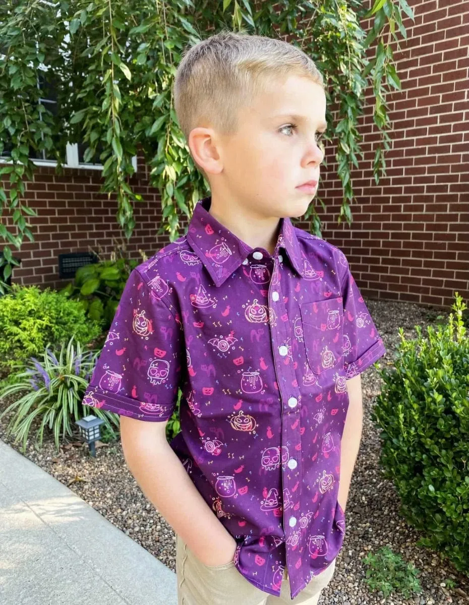 Halloween Neon Youth Button Down