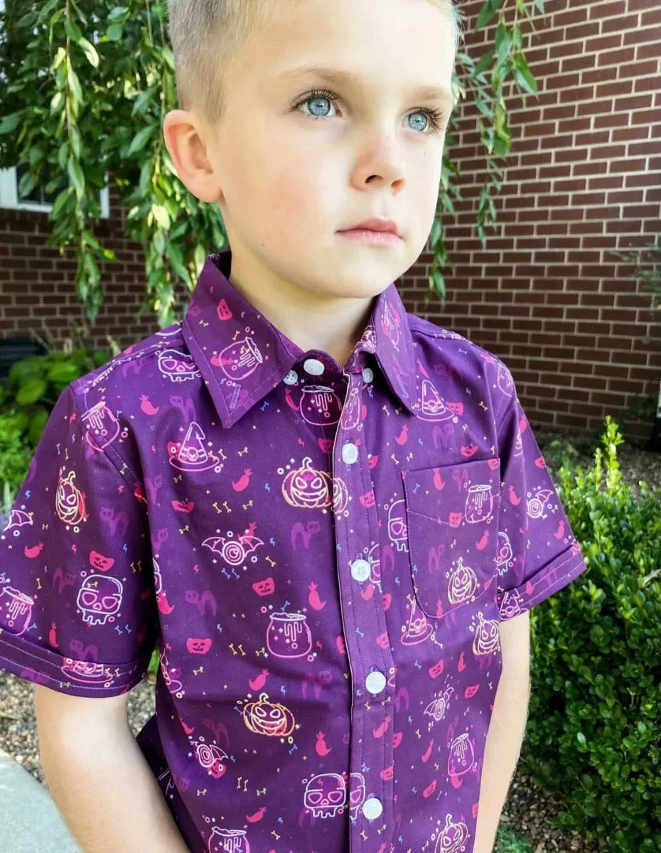 Halloween Neon Youth Button Down