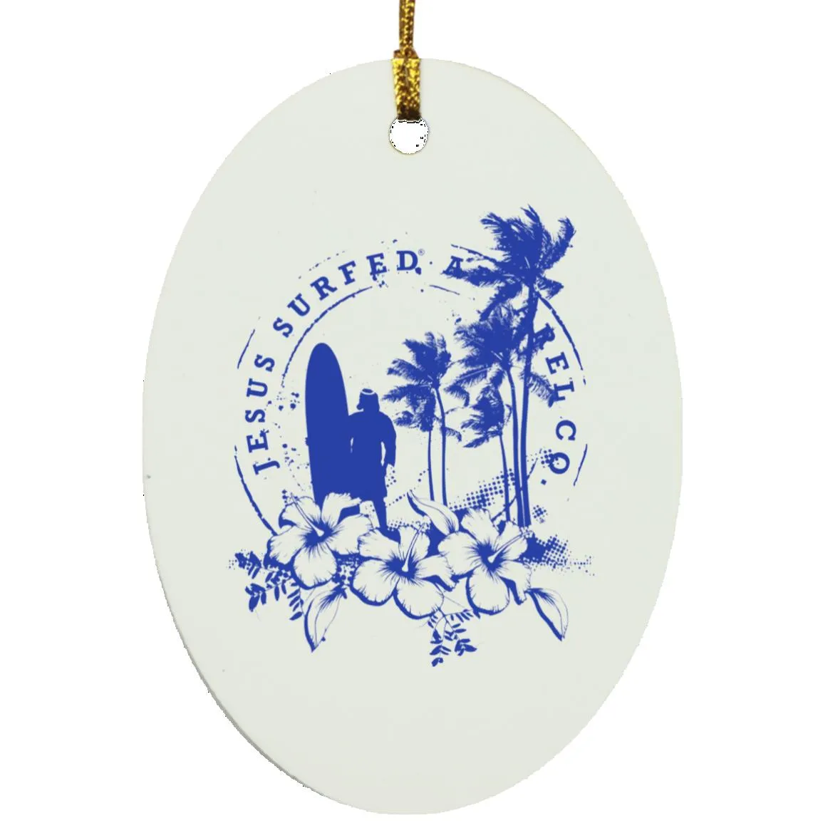 Jesus Surfed Apparel - Oval Ornament