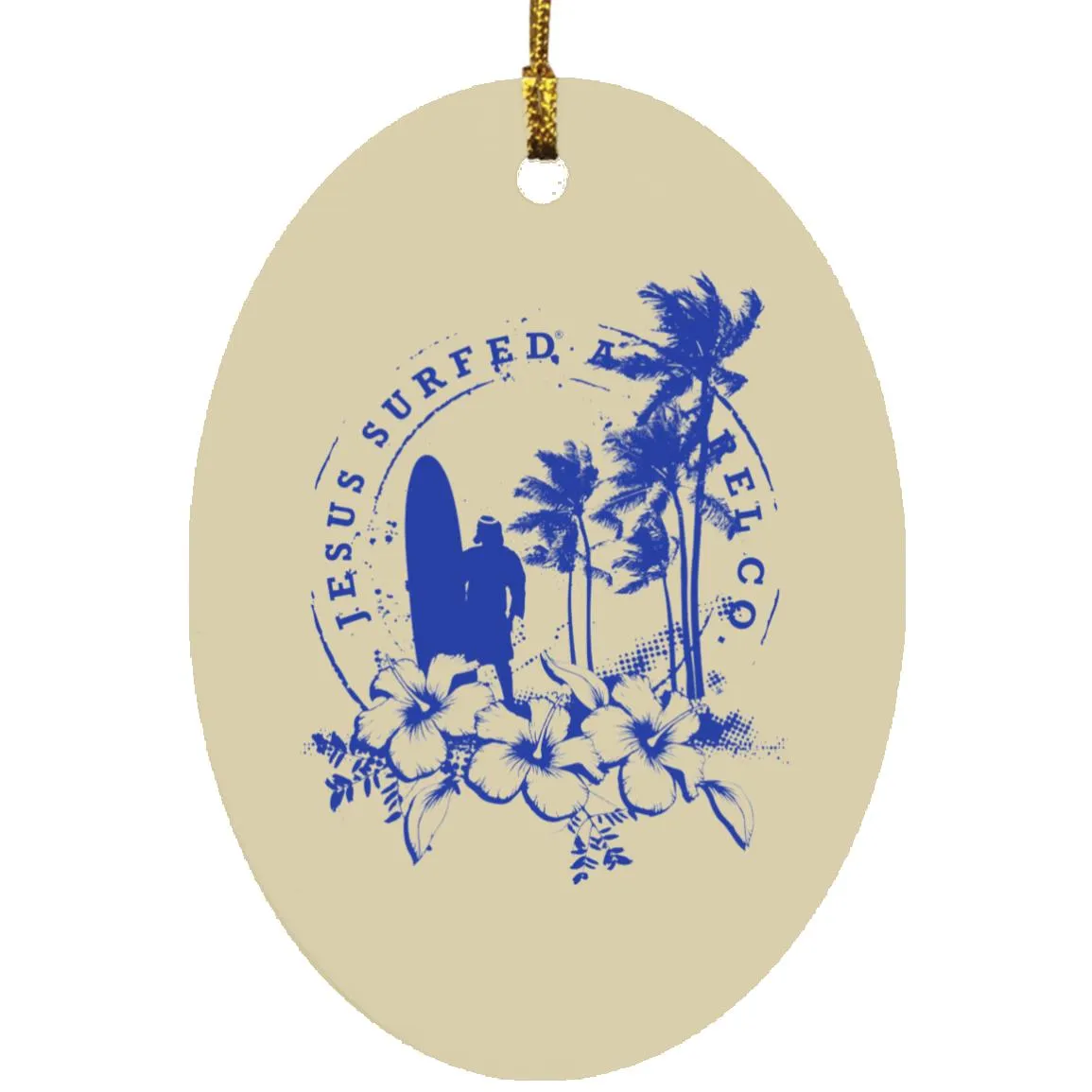 Jesus Surfed Apparel - Oval Ornament