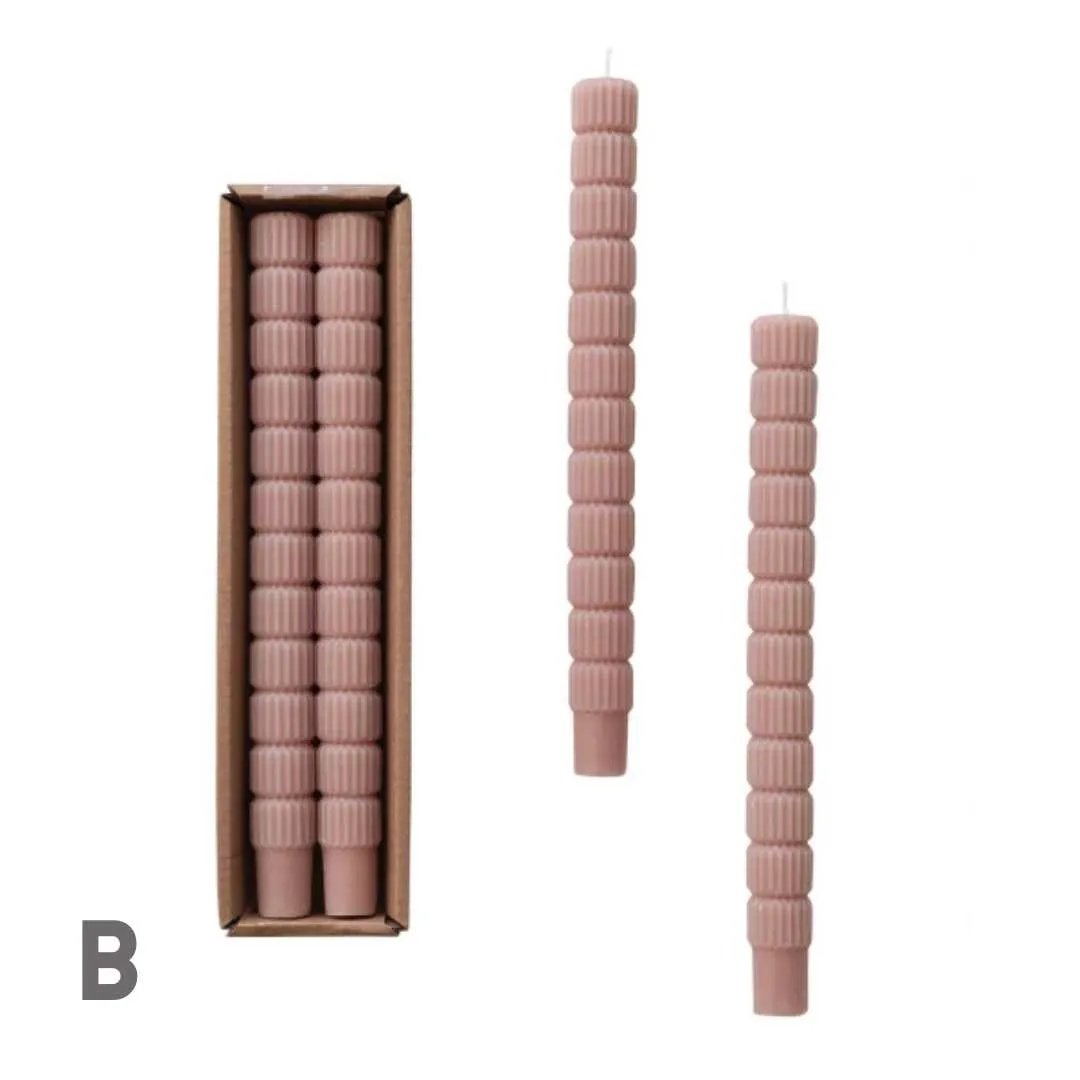 Sculpted 10" Taper Candles Set of 2: Khaki