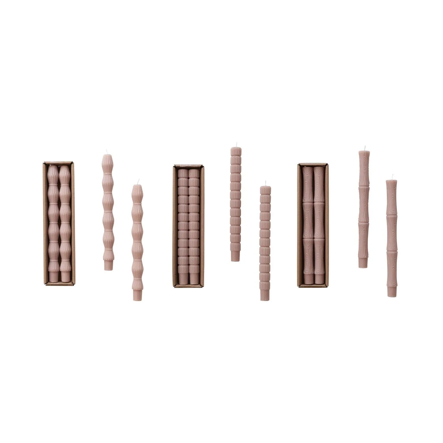 Sculpted 10" Taper Candles Set of 2: Khaki