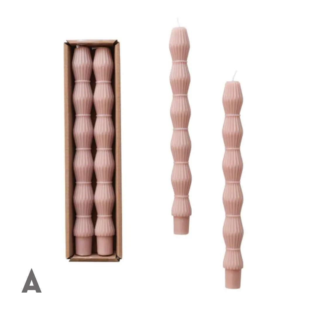 Sculpted 10" Taper Candles Set of 2: Khaki