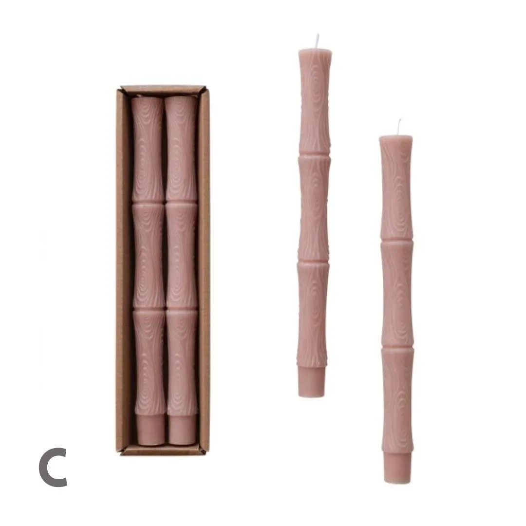 Sculpted 10" Taper Candles Set of 2: Khaki