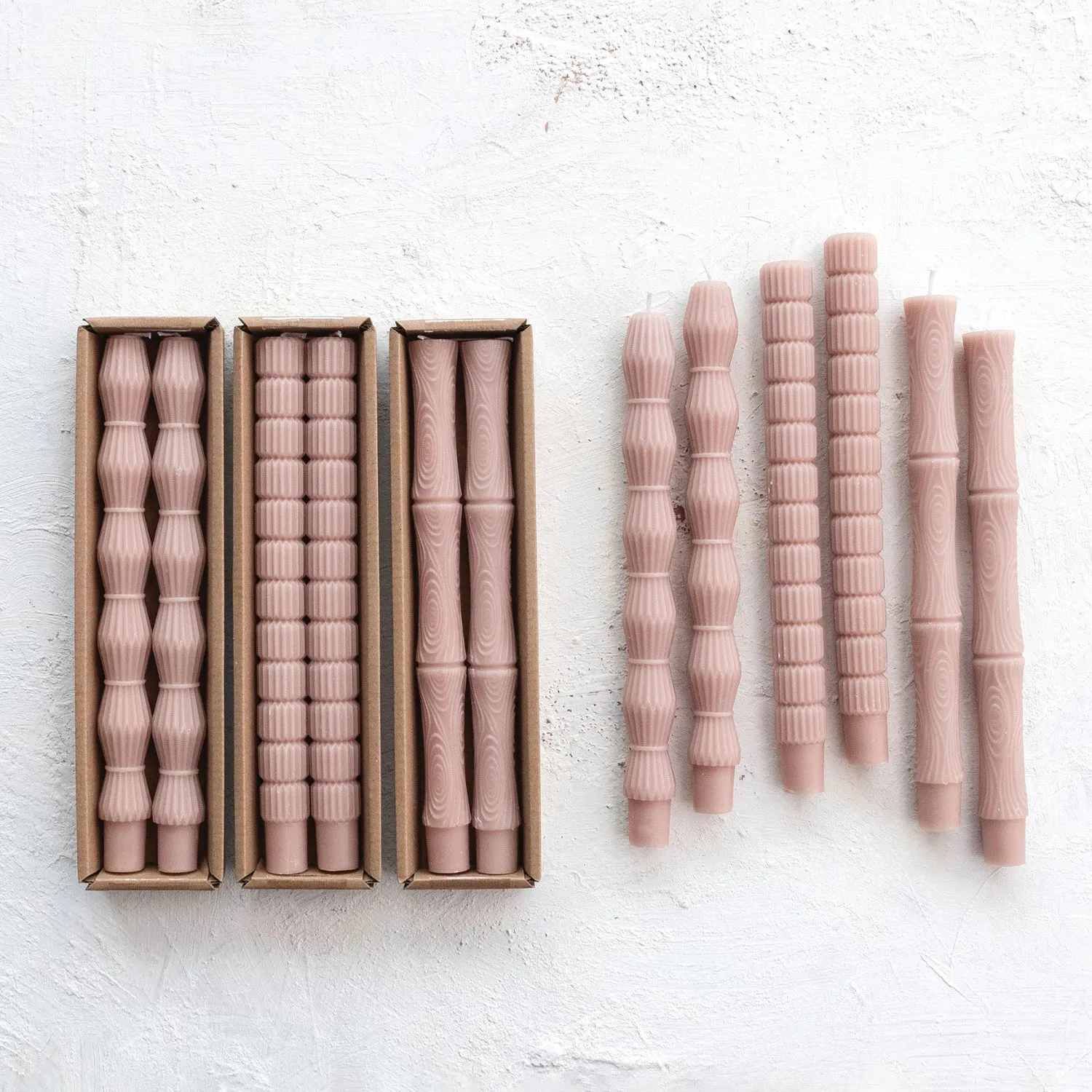 Sculpted 10" Taper Candles Set of 2: Khaki