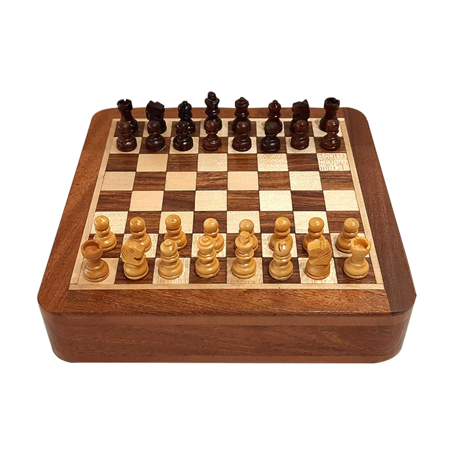 Sheesham Wood Magnetic Chess Set with Foam Tray