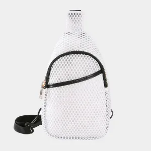 Solid Mesh Sling Bag White