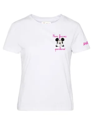 T-shirt Saint Barth in Cotone con Stampa "Non farmi parlare" e Mickey Mouse