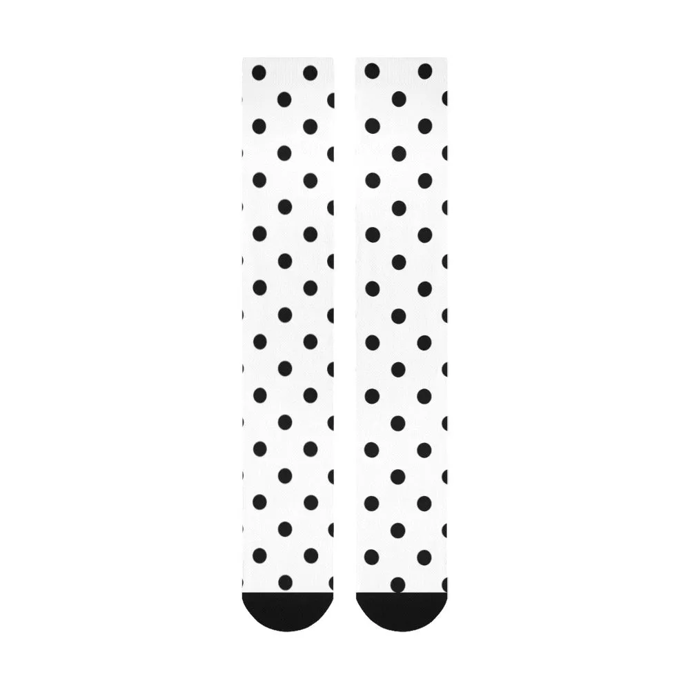 White With Black Polka Dots Over-The-Calf Socks